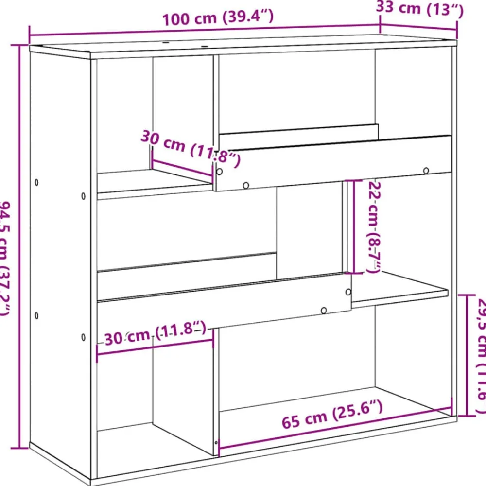 vidaXL Estanterías-Separador de ambientes madera 100x33x94,5 cm