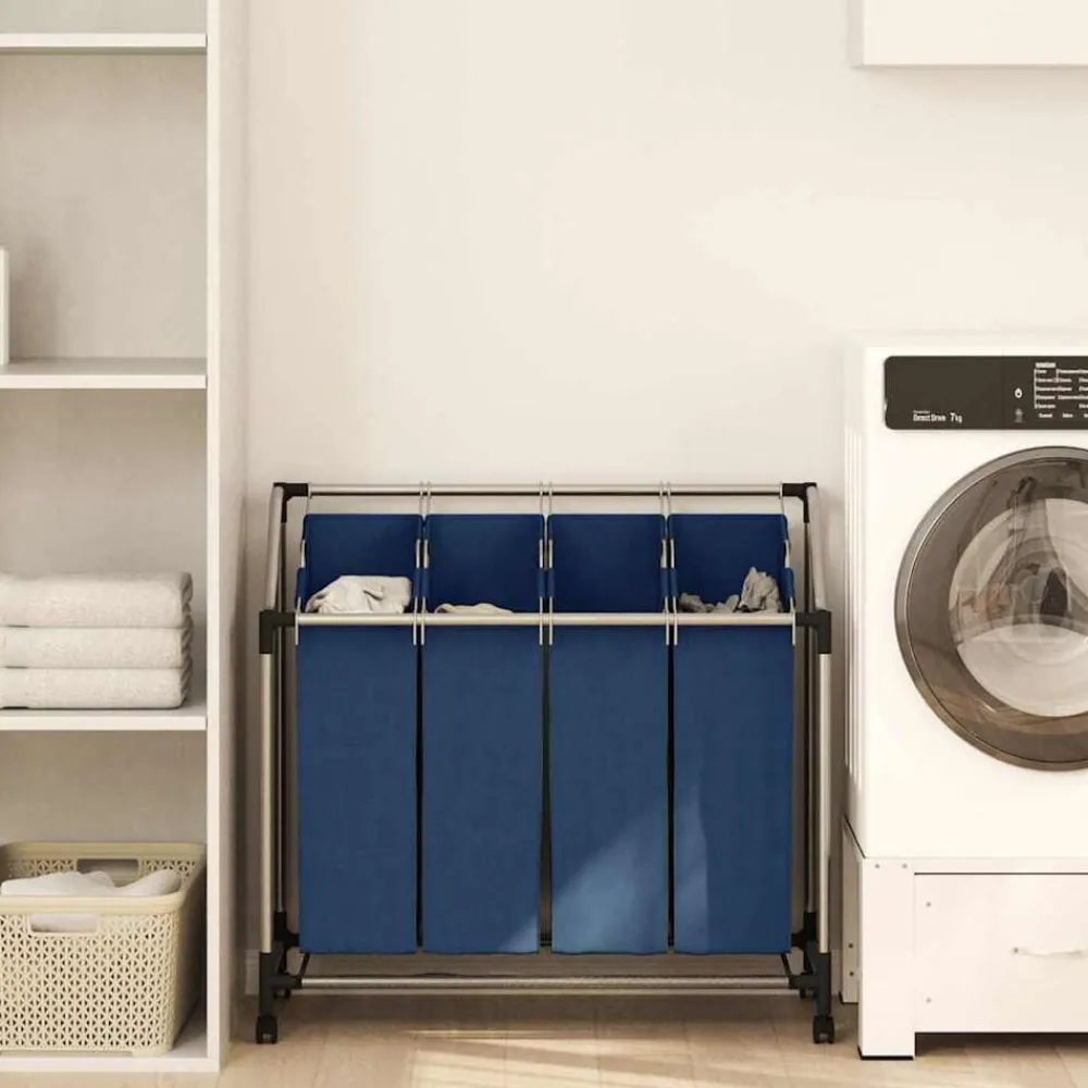 vidaXL Separador de colada con 4 bolsas acero Azul Outlet