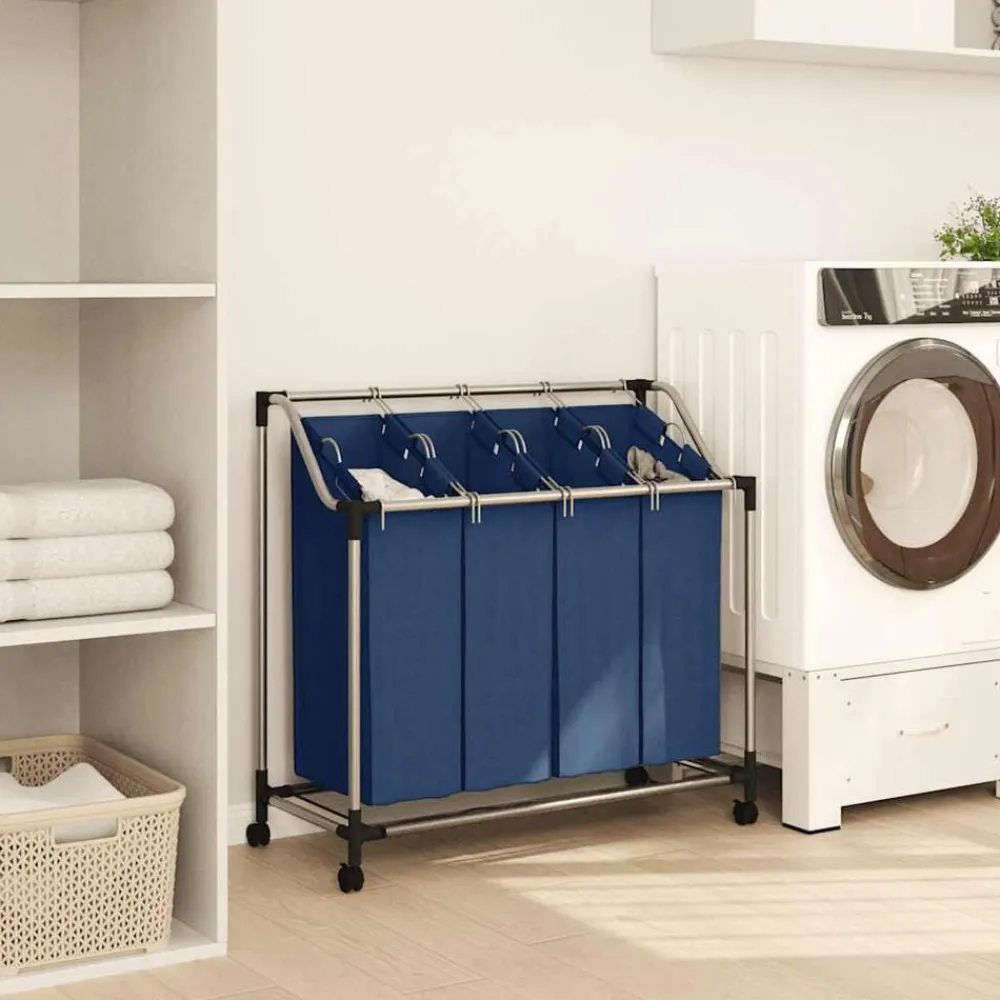 vidaXL Separador de colada con 4 bolsas acero Azul Outlet