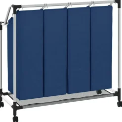 vidaXL Separador de colada con 4 bolsas acero Azul Outlet