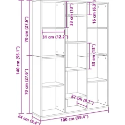 vidaXL Separador de habitaciones 100 x 24 x 140 cm Roble negro Clearance