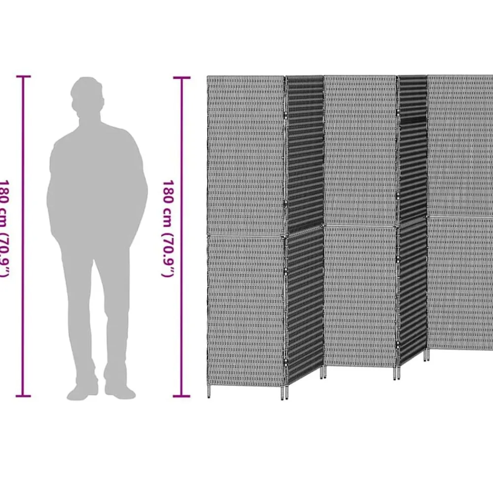 vidaXL Divisores De Ambientes-Separador de habitaciones 242 x 180 cm ratán sintético