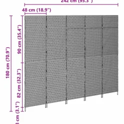 vidaXL Divisores De Ambientes-Separador de habitaciones 242 x 180 cm ratán sintético