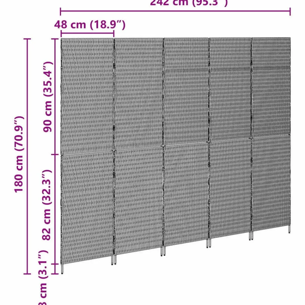 vidaXL Divisores De Ambientes-Separador de habitaciones 242 x 180 cm ratán sintético