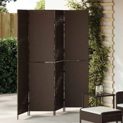 vidaXL Divisores De Ambientes-Separador de habitaciones Marrón 195 x 180 cm ratán sintético