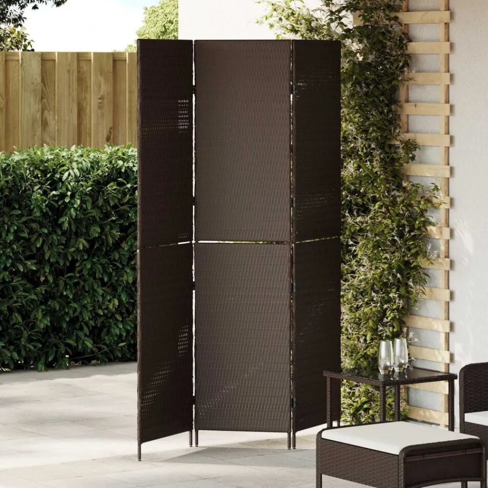 vidaXL Separador de habitaciones Marrón 146 x 180 cm ratán sintético Marrón Clearance