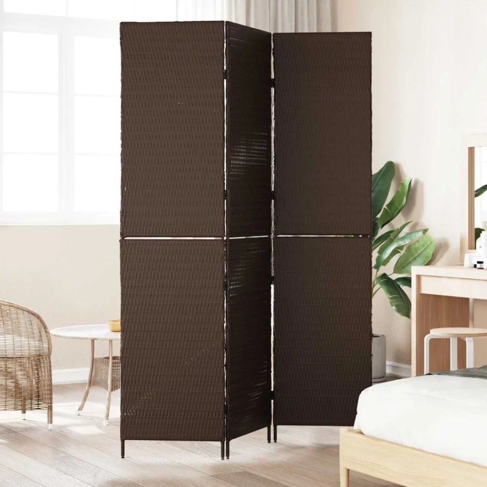 vidaXL Separador de habitaciones Marrón 146 x 180 cm ratán sintético Marrón Clearance