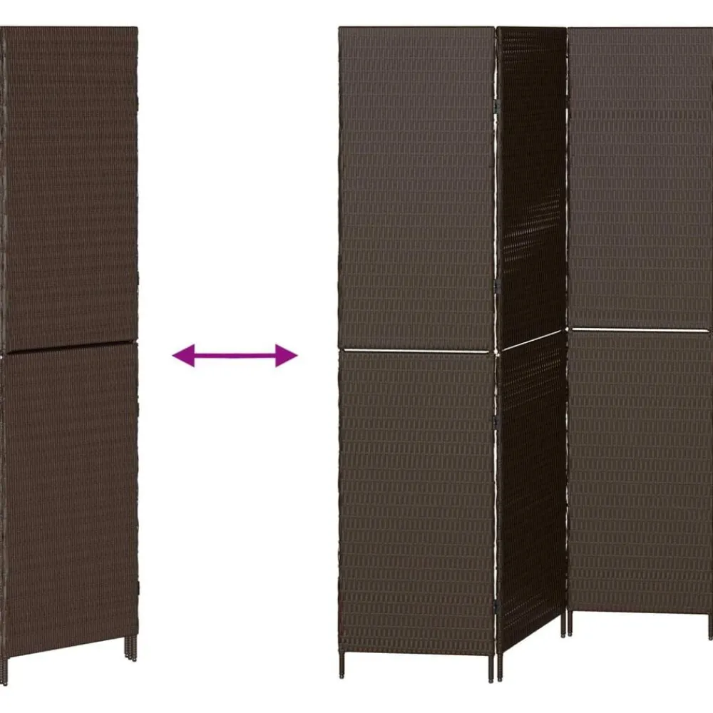 vidaXL Separador de habitaciones Marrón 146 x 180 cm ratán sintético Marrón Clearance