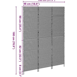 vidaXL Separador de habitaciones Marrón 146 x 180 cm ratán sintético Marrón Clearance