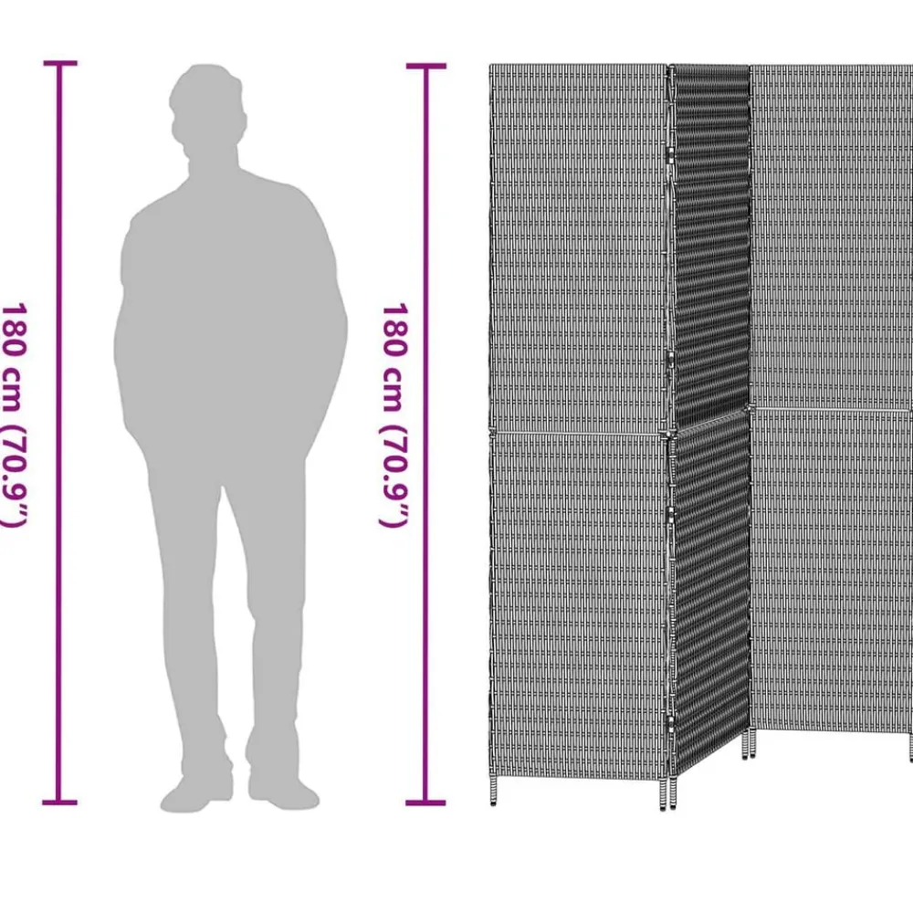 vidaXL Separador de habitaciones Marrón 146 x 180 cm ratán sintético Marrón Clearance