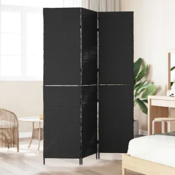 vidaXL Separador de habitaciones 146 x 180 cm ratán sintético Negro Outlet