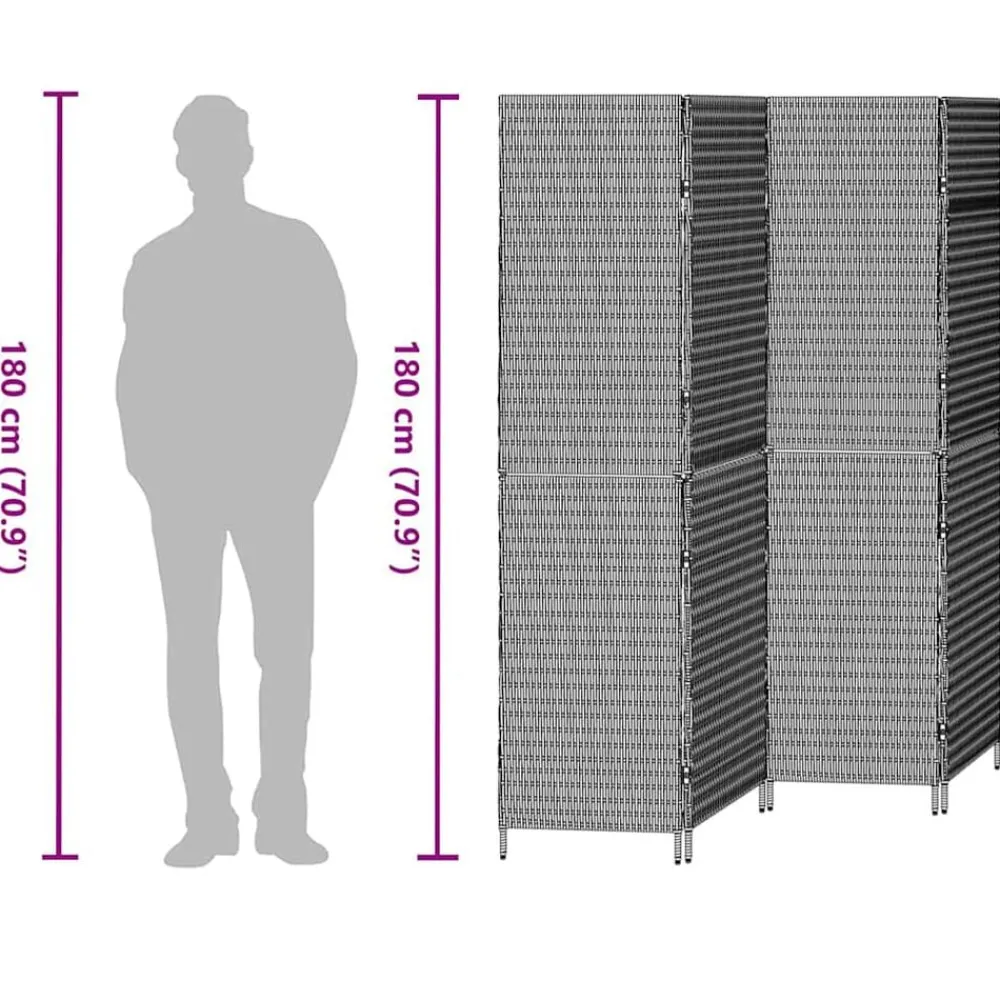 vidaXL Divisores De Ambientes-Separador de habitaciones 195 x 180 cm ratán sintético