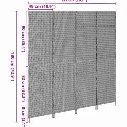 vidaXL Divisores De Ambientes-Separador de habitaciones 195 x 180 cm ratán sintético