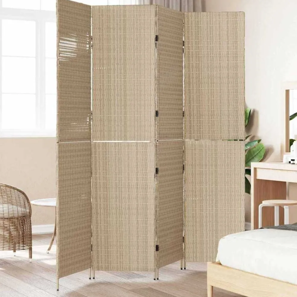 vidaXL Separador de habitaciones 195 x 180 cm ratán sintético Beige Online