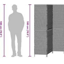 vidaXL Divisores De Ambientes-Separador de habitaciones 146 x 180 cm ratán sintético