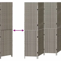 vidaXL Separador de habitaciones 195 x 180 cm ratán sintético Gris Sale
