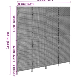 vidaXL Separador de habitaciones 195 x 180 cm ratán sintético Gris Sale