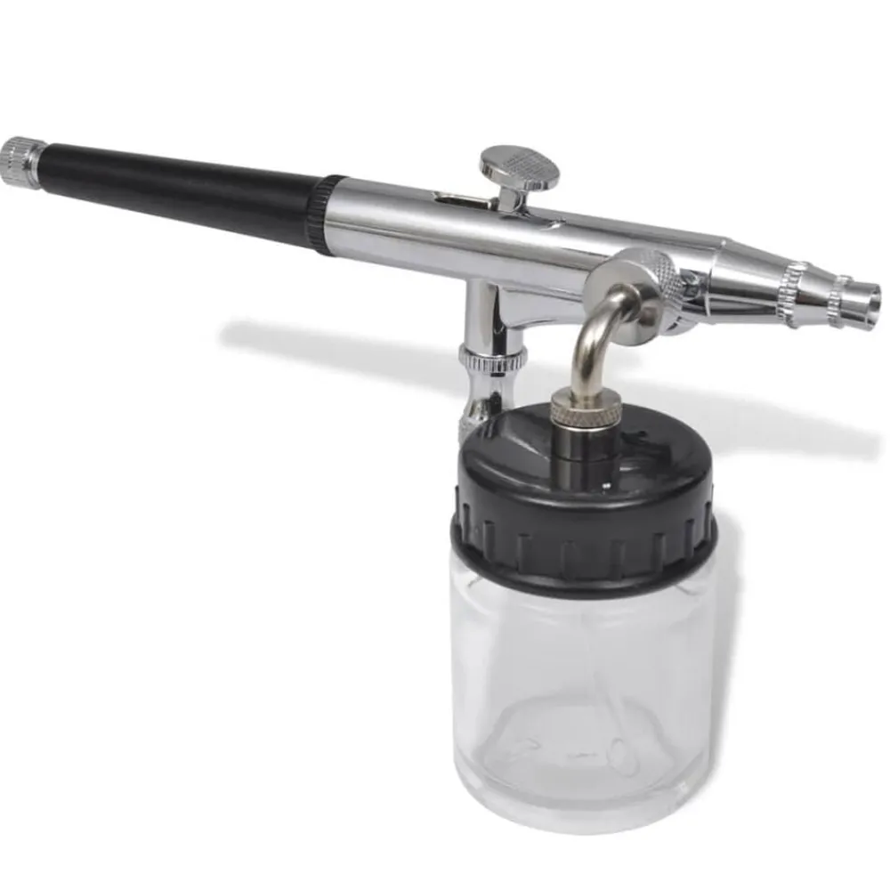 vidaXL Ser de aerógrafo con jarra de vidrio boquillas 0,2 /0,3/0,5 mm