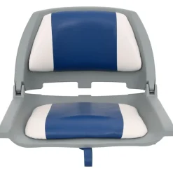 vidaXL Set asientos plegables para barco 2 uds con cojín blanco y azul Azul y blanco Hot