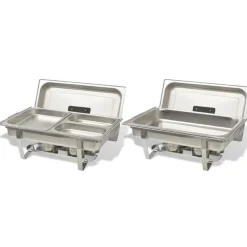 vidaXL Cocina Y Comedor-Set calentador de comida para buffet 2 piezas acero inoxidable