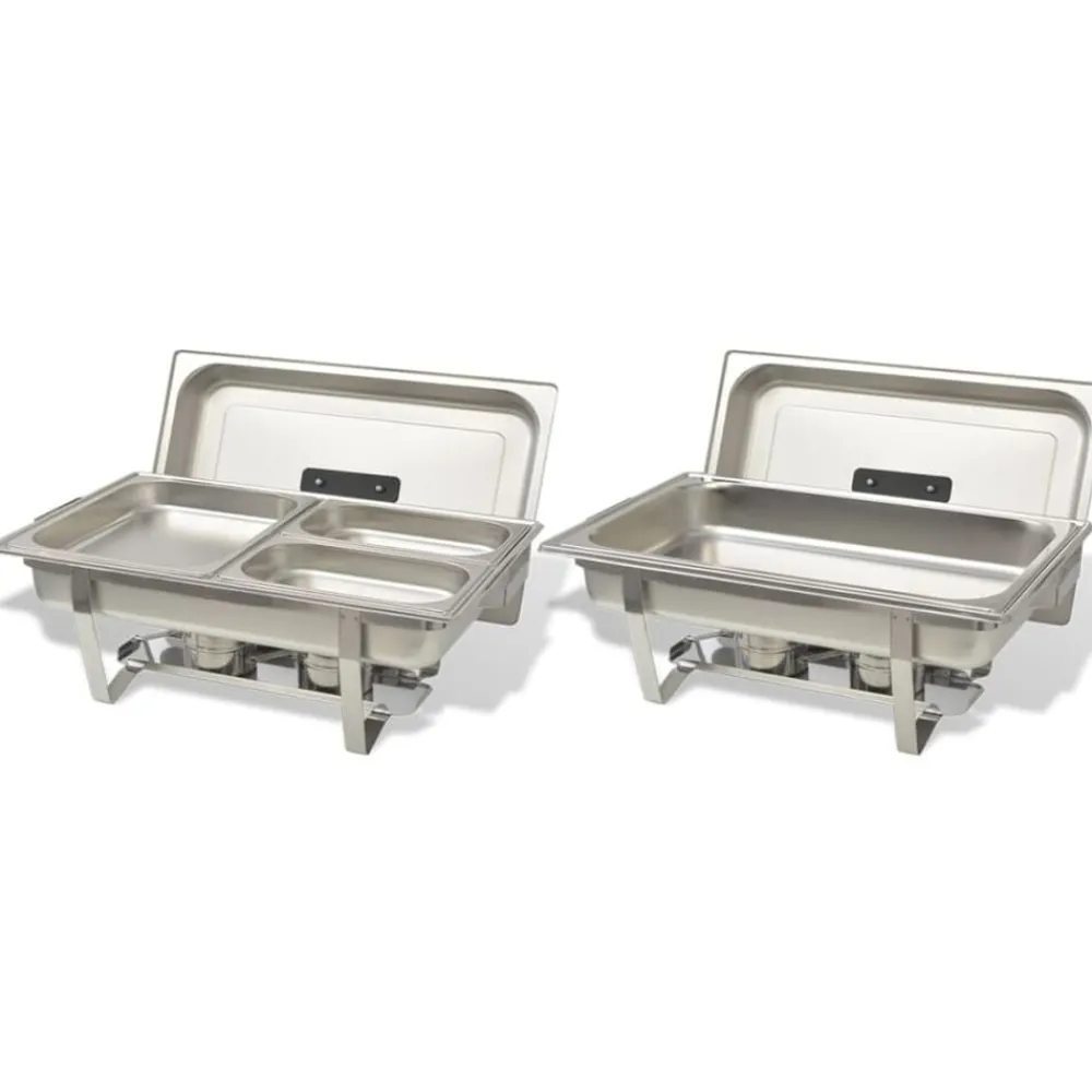 vidaXL Cocina Y Comedor-Set calentador de comida para buffet 2 piezas acero inoxidable