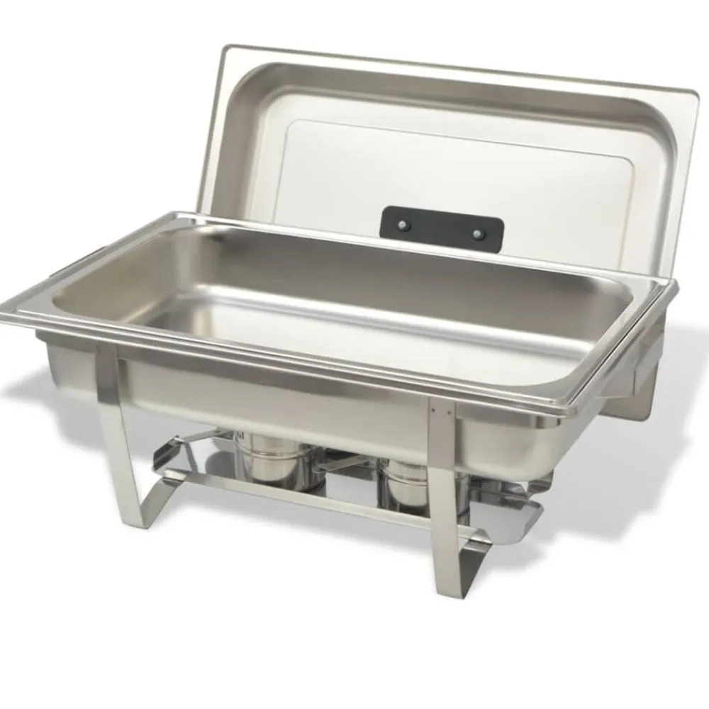 vidaXL Cocina Y Comedor-Set calentador de comida para buffet 2 piezas acero inoxidable