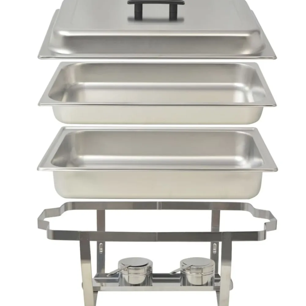 vidaXL Cocina Y Comedor-Set calentador de comida para buffet 2 piezas acero inoxidable