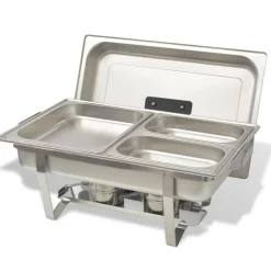 vidaXL Cocina Y Comedor-Set calentador de comida para buffet 2 piezas acero inoxidable