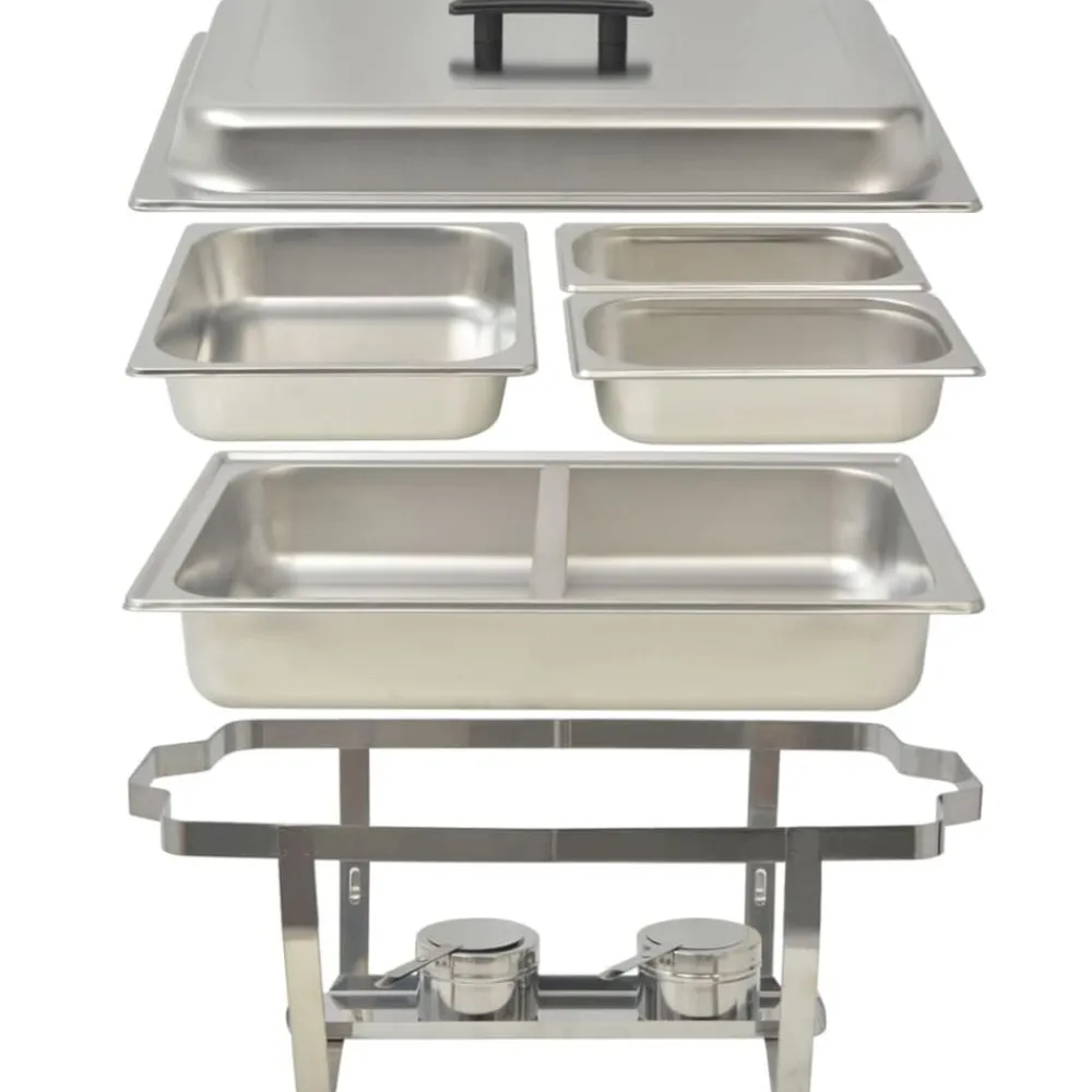vidaXL Cocina Y Comedor-Set calentador de comida para buffet 2 piezas acero inoxidable