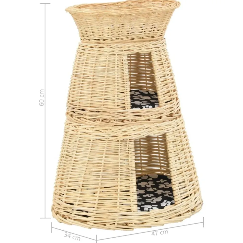 vidaXL Set cestas de gatos 3 uds. con cojines sauce 47x34x60cm Natural Clearance