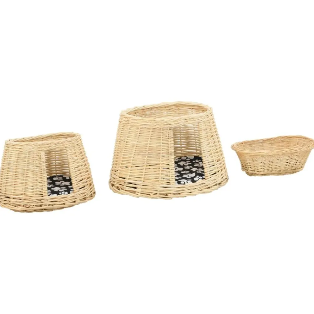 vidaXL Set cestas de gatos 3 uds. con cojines sauce 47x34x60cm Natural Clearance