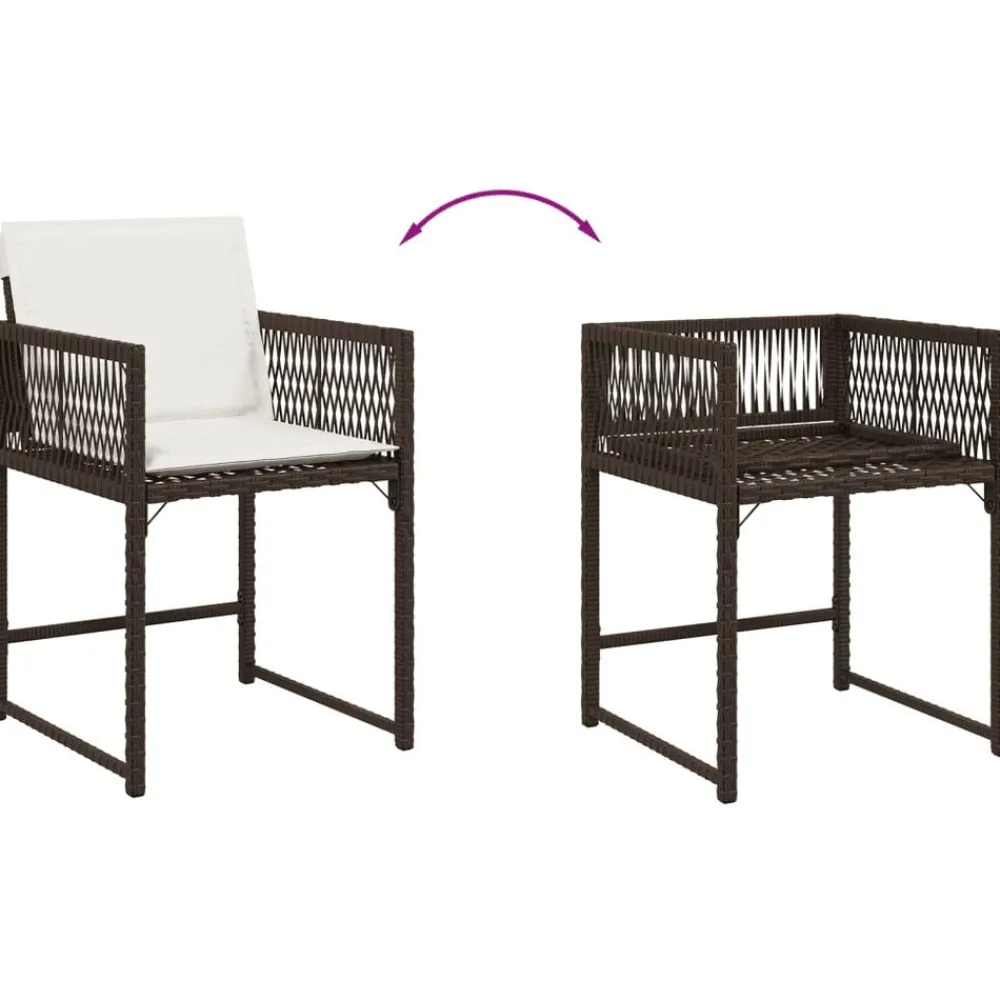 vidaXL Set comedor de jardín 5 piezas y cojines ratán sintético marrón Marrón y crema New