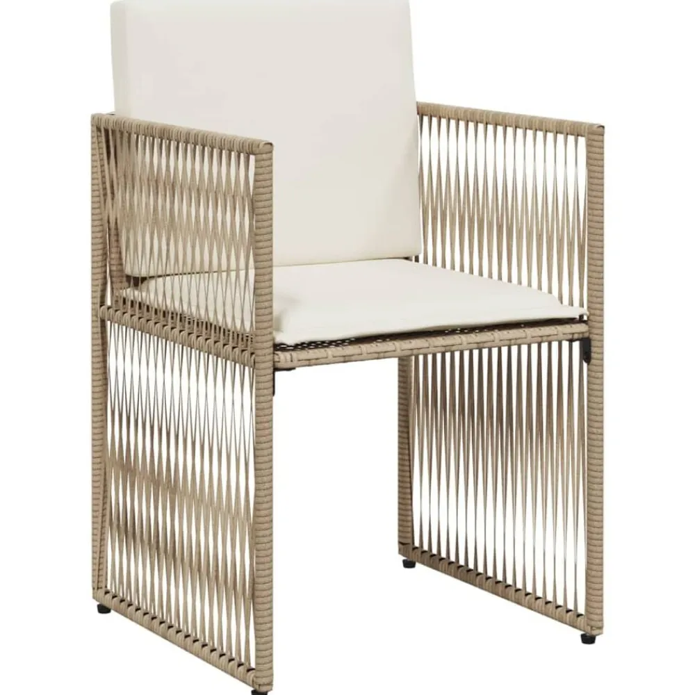 vidaXL Set comedor de jardín 7 pzas con cojines ratán sintético beige beige y crema Discount
