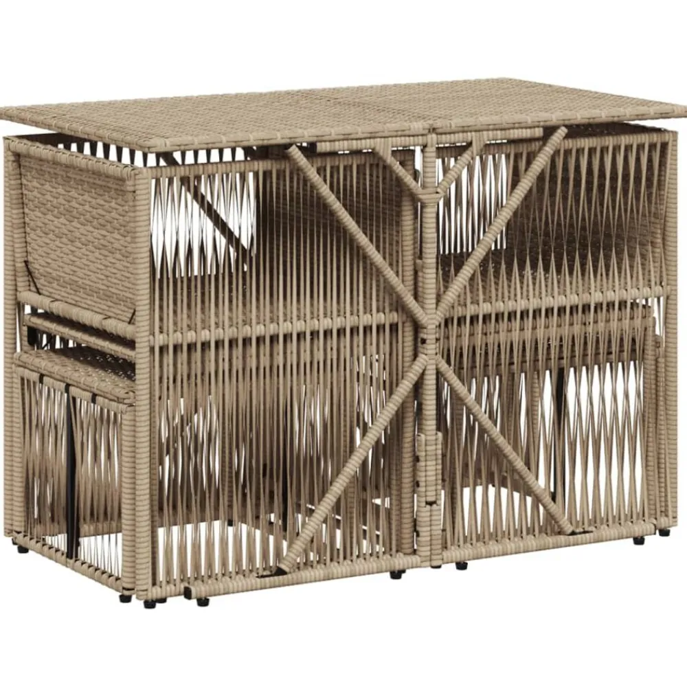 vidaXL Set comedor de jardín 7 pzas con cojines ratán sintético beige beige y crema Discount