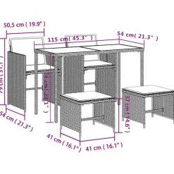 vidaXL Muebles De Jardín-Set comedor de jardín 5 piezas con cojines ratán sintético