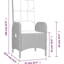 vidaXL Muebles De Jardín-Set comedor de jardín 3 piezas con cojines ratán sintético