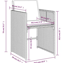 vidaXL Muebles De Jardín-Set comedor de jardín 9 pzas con cojines ratán sintético