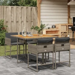 vidaXL Muebles De Jardín-Set comedor de jardín 5 piezas con cojines ratán sintético