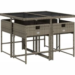 vidaXL Muebles De Jardín-Set comedor de jardín 5 piezas con cojines ratán sintético