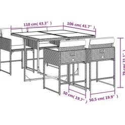 vidaXL Muebles De Jardín-Set comedor de jardín 5 piezas con cojines ratán sintético