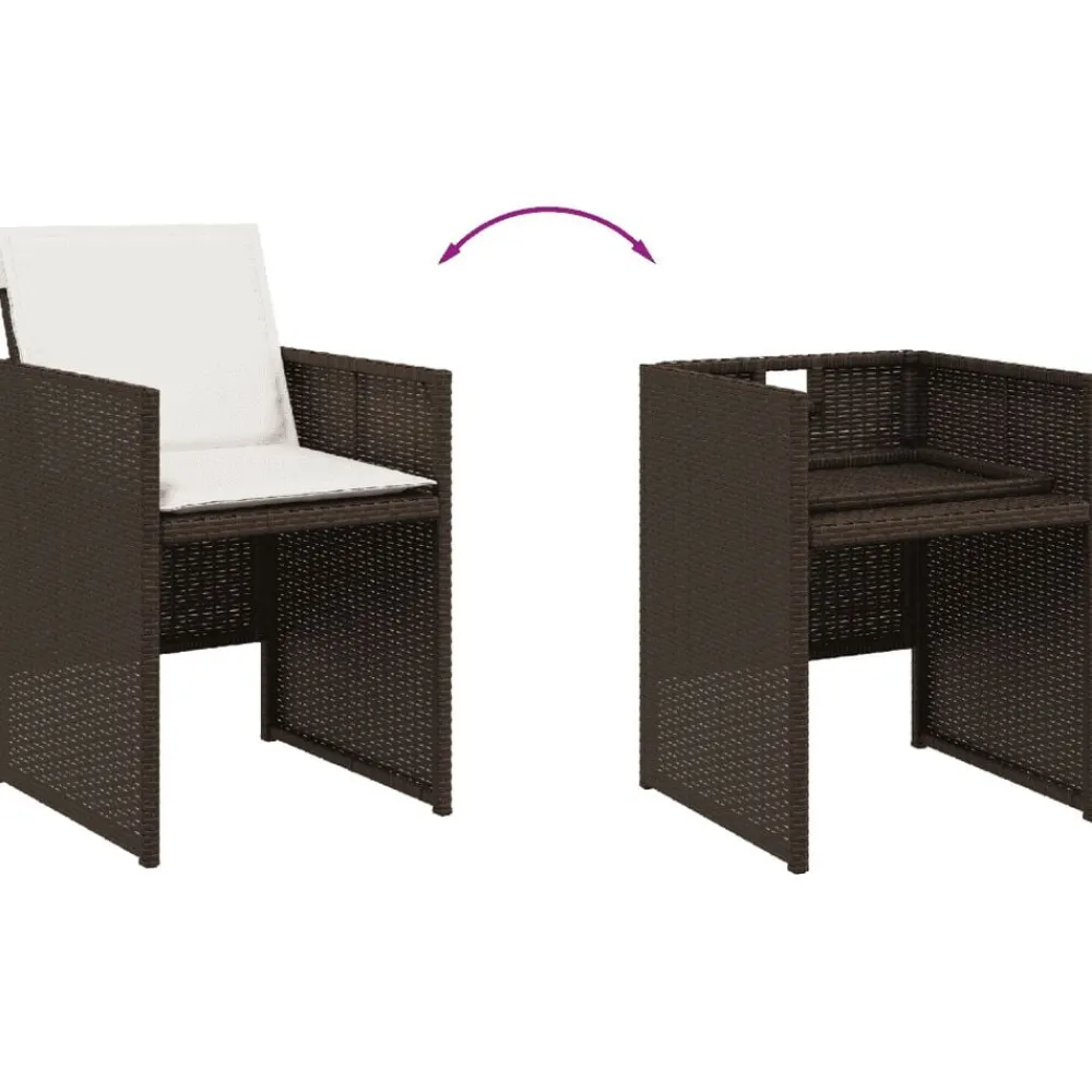 vidaXL Muebles De Jardín-Set comedor de jardín 5 piezas y cojines ratán sintético marrón