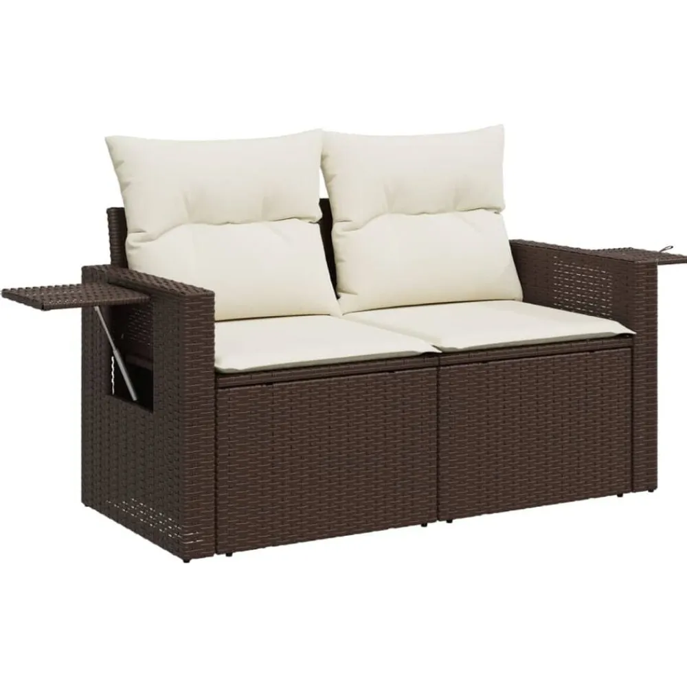vidaXL Set comedor de jardín 5 piezas y cojines ratán sintético marrón Marrón y crema Clearance