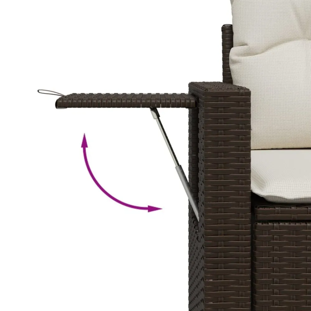 vidaXL Set comedor de jardín 5 piezas y cojines ratán sintético marrón Marrón y crema Clearance