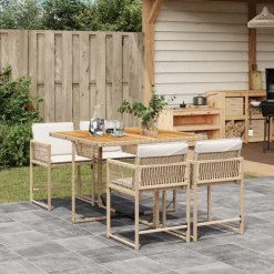 vidaXL Muebles De Jardín-Set comedor de jardín 5 pzas con cojines ratán sintético beige
