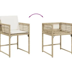 vidaXL Muebles De Jardín-Set comedor de jardín 5 pzas con cojines ratán sintético beige