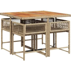 vidaXL Muebles De Jardín-Set comedor de jardín 5 pzas con cojines ratán sintético beige