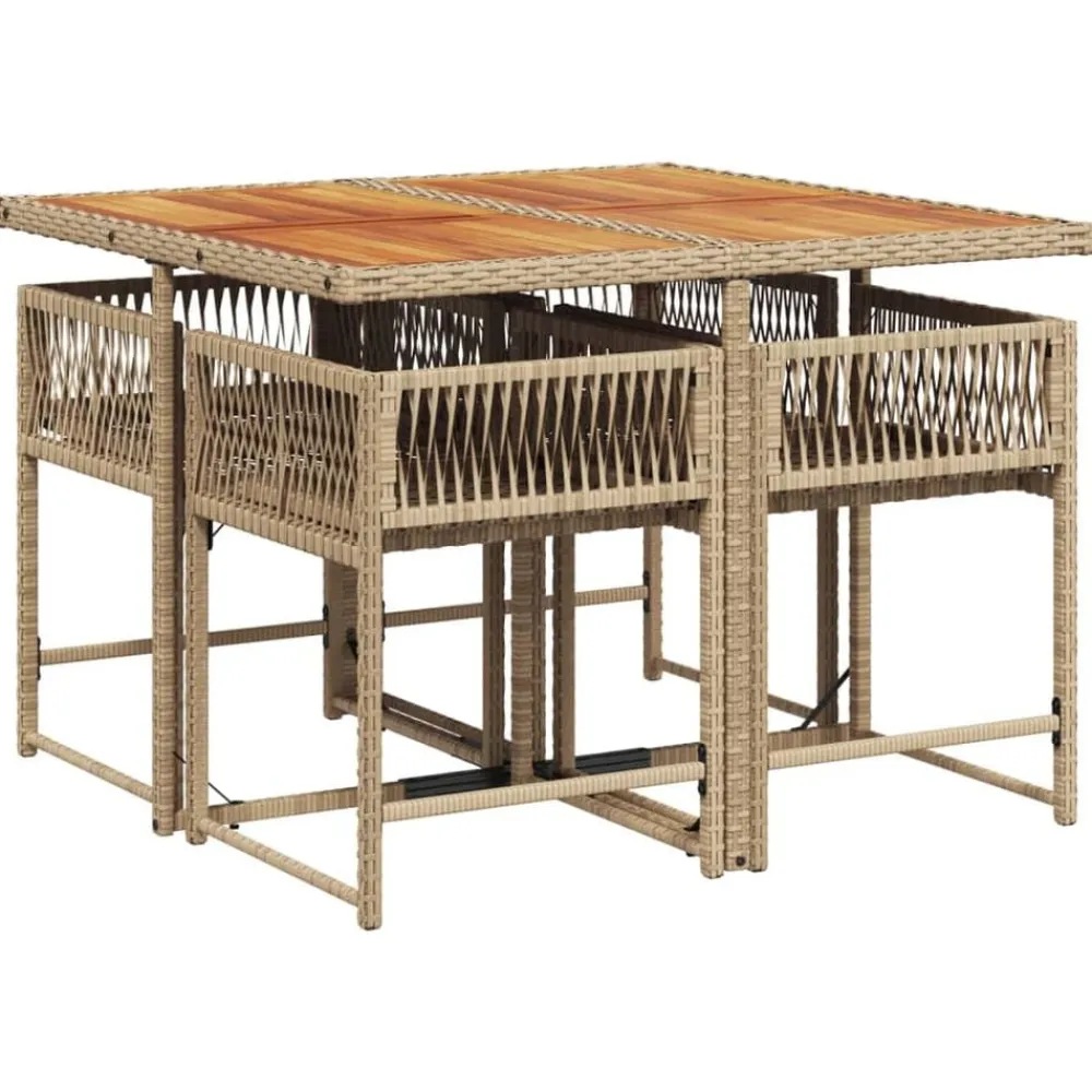 vidaXL Muebles De Jardín-Set comedor de jardín 5 pzas con cojines ratán sintético beige