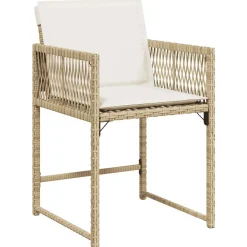 vidaXL Muebles De Jardín-Set comedor de jardín 5 pzas con cojines ratán sintético beige