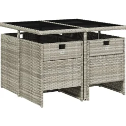 vidaXL Muebles De Jardín-Set comedor de jardín 5 pzas cojines ratán sintético