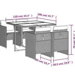 vidaXL Muebles De Jardín-Set comedor de jardín 5 pzas cojines ratán sintético